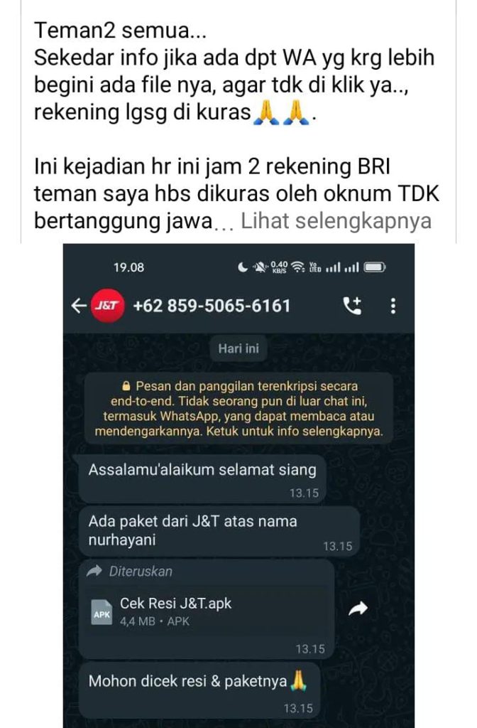 Awas Hati-hati Terima WA Ngaku Kurir Paket, File Jangan Dibuka!