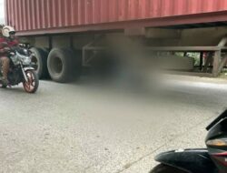 Gagal Nyalip, Pemotor Tewas Terseret Truk Kontainer di Jalan Raya Legok Tangerang