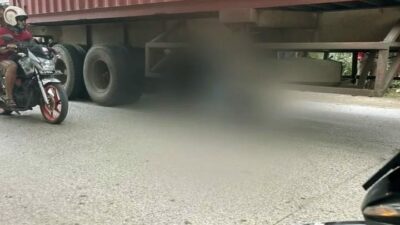 Gagal Nyalip, Pemotor Tewas Terseret Truk Kontainer di Jalan Raya Legok Tangerang