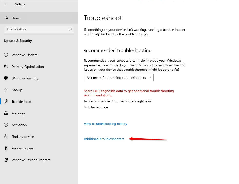 Perbaiki dengan bantuan Troubleshooter 2