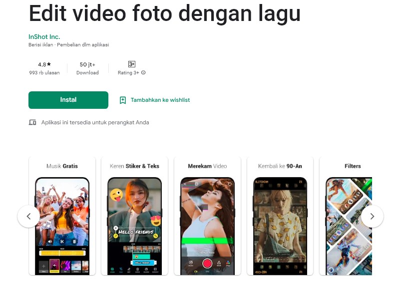 Edit video foto dengan lagu