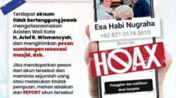 Hoaks, Asisten Wali Kota Tangerang Minta Sumbangan Renovasi Masjid