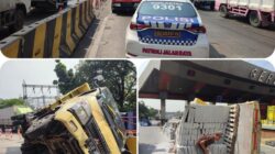 Rem Blong, Truk Pengangkut Hebel Terguling di Gerbang Tol Cikupa Tangerang